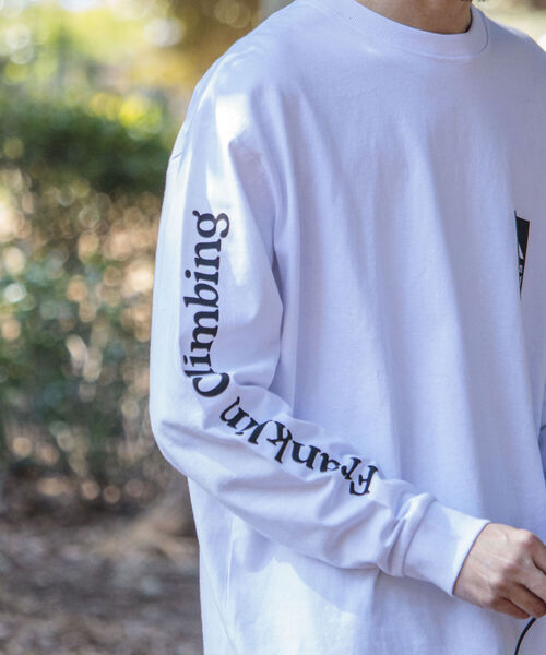 Franklin Climbing（フランクリンクライミング）の「【Franklin Climbing/フランクリンクライミング】エッセンシャルロゴ 袖プリントロンT（Tシャツ/カットソー・メンズ・ホワイト/ブラック/グレー/カーキ・MEDIUM/LARGE）」の15枚目の写真