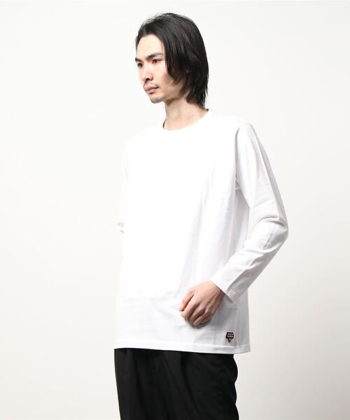 PAZZO（パッゾ）の「【PAZZO】 シルケット天竺 クルーネック ロングスリーブTEE/ロンT（Tシャツ/カットソー・メンズ・ブラック/トップグレー/ホワイト系1・2/3）」の4枚目の写真
