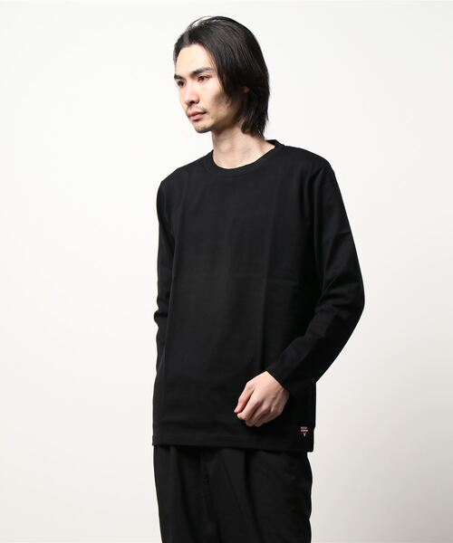 PAZZO（パッゾ）の「【PAZZO】 シルケット天竺 クルーネック ロングスリーブTEE/ロンT（Tシャツ/カットソー・メンズ・ブラック/トップグレー/ホワイト系1・2/3）」の5枚目の写真