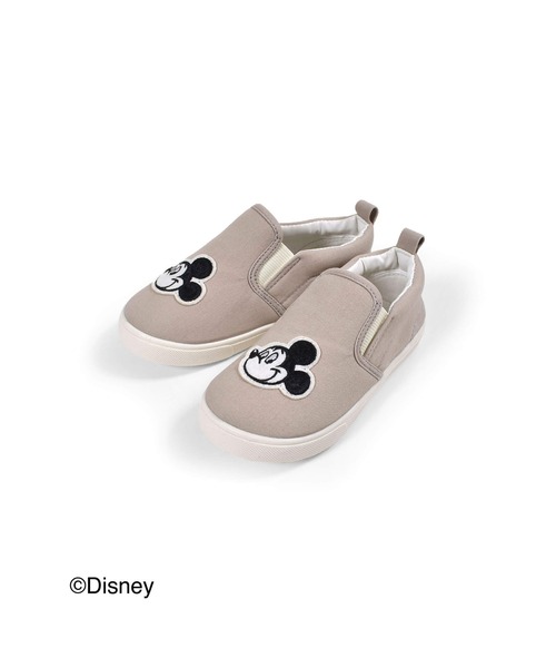 SLAP SLIP(スラップスリップ)の「SLAPSLIP/【Disney】ミッキー/ミニー/フェイスシンプルスリッポン(14~18cm)(スニーカー・キッズ・ブラック/ピンク/ベージュ・14/15 /16/17/18)」の1枚目の写真