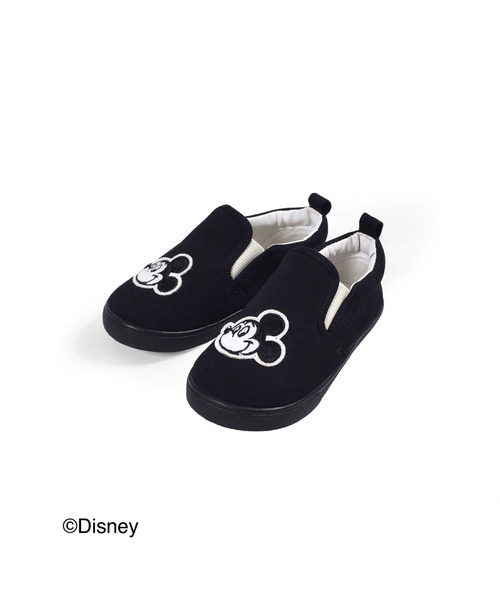SLAP SLIP(スラップスリップ)の「SLAPSLIP/【Disney】ミッキー/ミニー/フェイスシンプルスリッポン(14~18cm)(スニーカー・キッズ・ブラック/ピンク/ベージュ・14/15 /16/17/18)」の2枚目の写真