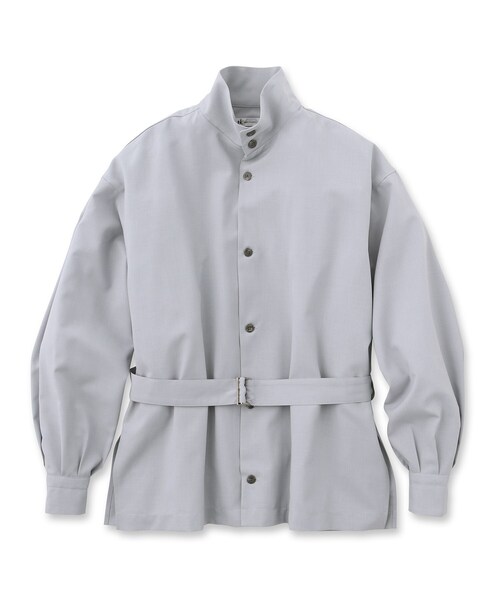 tk.TAKEO KIKUCHI（ティーケータケオキクチ）の「◆Reflaxベルテッドスタンドシャツ（ユニセックスアイテム）（シャツ/ブラウス・メンズ・ホワイト/ブラック/ライトブルー・66/88）」の4枚目の写真