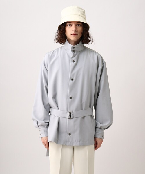 tk.TAKEO KIKUCHI（ティーケータケオキクチ）の「◆Reflaxベルテッドスタンドシャツ（ユニセックスアイテム）（シャツ/ブラウス・メンズ・ホワイト/ブラック/ライトブルー・66/88）」の5枚目の写真