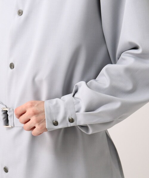 tk.TAKEO KIKUCHI（ティーケータケオキクチ）の「◆Reflaxベルテッドスタンドシャツ（ユニセックスアイテム）（シャツ/ブラウス・メンズ・ホワイト/ブラック/ライトブルー・66/88）」の9枚目の写真