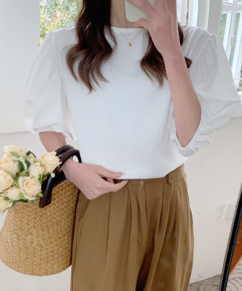 ABITOKYO(アビトーキョー)の「パフスリーブブラウズ(シャツ/ブラウス・レディース・ホワイト/チャコールグレー/ライトブルー/ネイビー・L/M)」の6枚目の写真