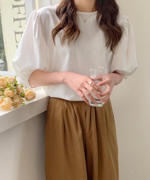 ABITOKYO(アビトーキョー)の「パフスリーブブラウズ(シャツ/ブラウス・レディース・ホワイト/チャコールグレー/ライトブルー/ネイビー・L/M)」の13枚目の写真