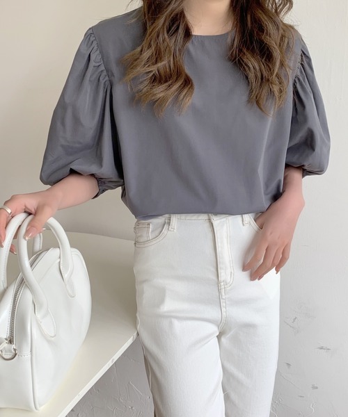 ABITOKYO(アビトーキョー)の「パフスリーブブラウズ(シャツ/ブラウス・レディース・ホワイト/チャコールグレー/ライトブルー/ネイビー・L/M)」の14枚目の写真