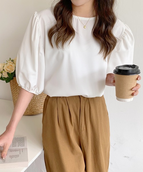 ABITOKYO(アビトーキョー)の「パフスリーブブラウズ(シャツ/ブラウス・レディース・ホワイト/チャコールグレー/ライトブルー/ネイビー・L/M)」の15枚目の写真