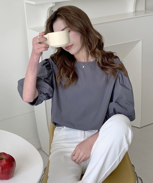 ABITOKYO(アビトーキョー)の「パフスリーブブラウズ(シャツ/ブラウス・レディース・ホワイト/チャコールグレー/ライトブルー/ネイビー・L/M)」の19枚目の写真