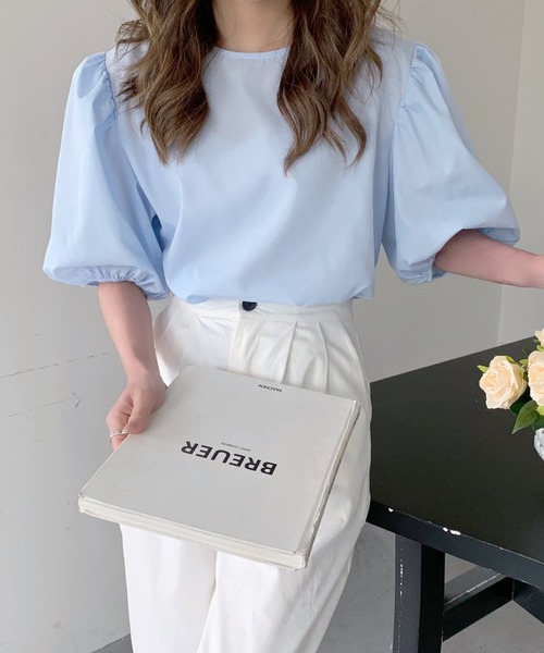 ABITOKYO(アビトーキョー)の「パフスリーブブラウズ(シャツ/ブラウス・レディース・ホワイト/チャコールグレー/ライトブルー/ネイビー・L/M)」の8枚目の写真