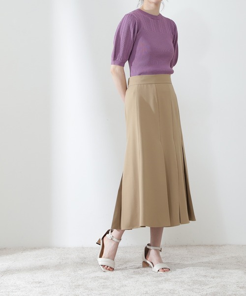 N.（N. Natural Beauty Basic）（エヌエヌナチュラルビューティーベーシック）の「タックフレアスカート（スカート・レディース・ライトグリーン/イエロー/ベージュ・MEDIUM）」の8枚目の写真