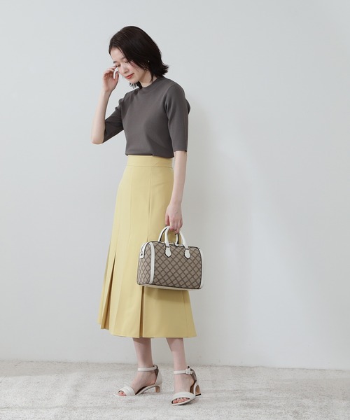 N.（N. Natural Beauty Basic）（エヌエヌナチュラルビューティーベーシック）の「タックフレアスカート（スカート・レディース・ライトグリーン/イエロー/ベージュ・MEDIUM）」の12枚目の写真