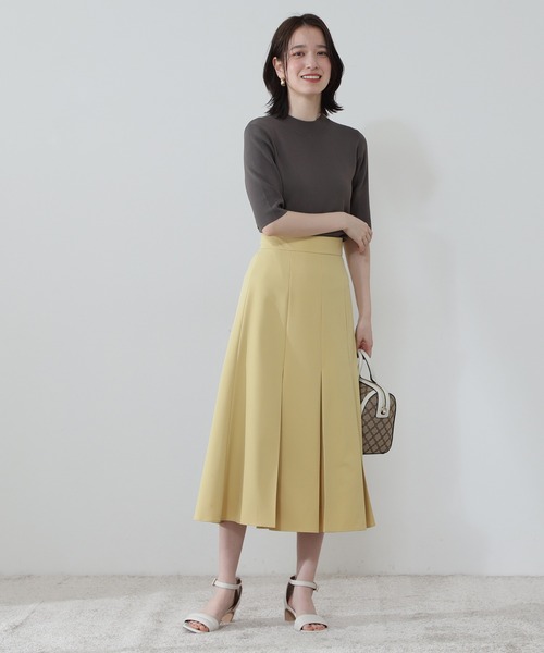 N.（N. Natural Beauty Basic）（エヌエヌナチュラルビューティーベーシック）の「タックフレアスカート（スカート・レディース・ライトグリーン/イエロー/ベージュ・MEDIUM）」の13枚目の写真