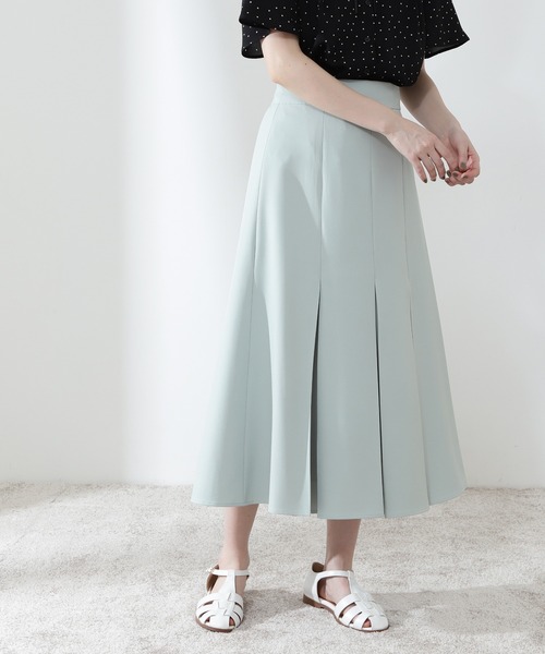 N.（N. Natural Beauty Basic）（エヌエヌナチュラルビューティーベーシック）の「タックフレアスカート（スカート・レディース・ライトグリーン/イエロー/ベージュ・MEDIUM）」の9枚目の写真