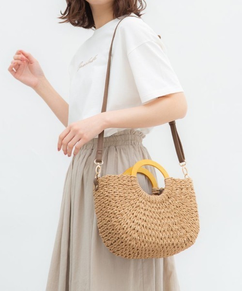 Honeys（ハニーズ）の「雑材ラウンドＢａｇ（ショルダーバッグ・レディース・ブラウン/アイボリー/ベージュ・FREE）」の6枚目の写真