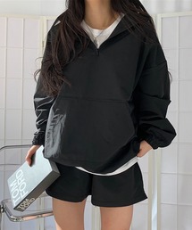 2set ナイロンハーフジップジャケット&ショートパンツ セットアップ