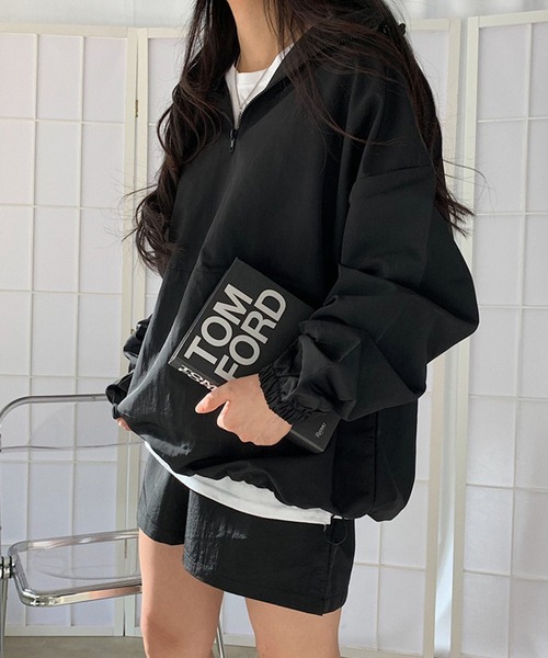 LAFFMO(ラフモ)の「2set ナイロンハーフジップジャケット&ショートパンツ セットアップ(セットアップ・レディース・ホワイト/ブラック/グレー・FREE)」の13枚目の写真