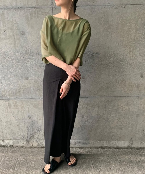 select MOCA by son(セレクトモカバイソン)の「【定番】オーバーシア―トップス(シャツ/ブラウス・レディース・ブラック/オリーブ/ライトブラウン/ライトベージュ/スモークピンク・FREE/SMALL)」の19枚目の写真