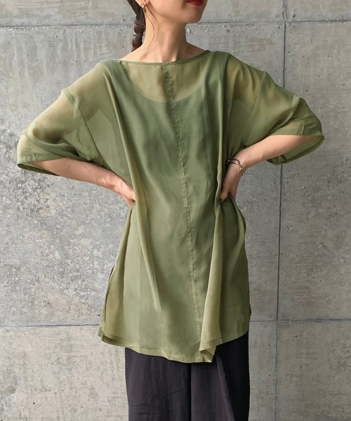 select MOCA by son(セレクトモカバイソン)の「【定番】オーバーシア―トップス(シャツ/ブラウス・レディース・ブラック/オリーブ/ライトブラウン/ライトベージュ/スモークピンク・FREE/SMALL)」の20枚目の写真