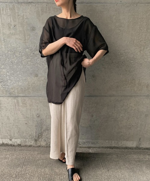 select MOCA by son（セレクトモカバイソン）の「オーバーシア―トップス（シャツ/ブラウス・レディース・ブラック/オリーブ/ライトブラウン/ライトベージュ/スモークピンク・FREE/SMALL）」の11枚目の写真