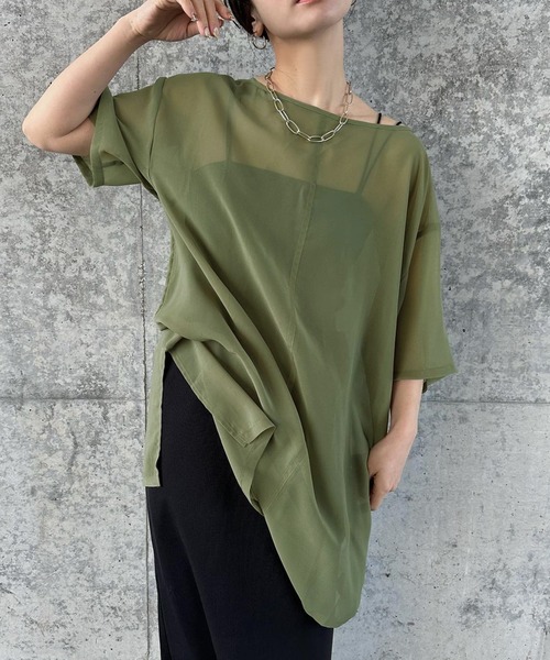 select MOCA by son(セレクトモカバイソン)の「【定番】オーバーシア―トップス(シャツ/ブラウス・レディース・ブラック/オリーブ/ライトブラウン/ライトベージュ/スモークピンク・FREE/SMALL)」の22枚目の写真
