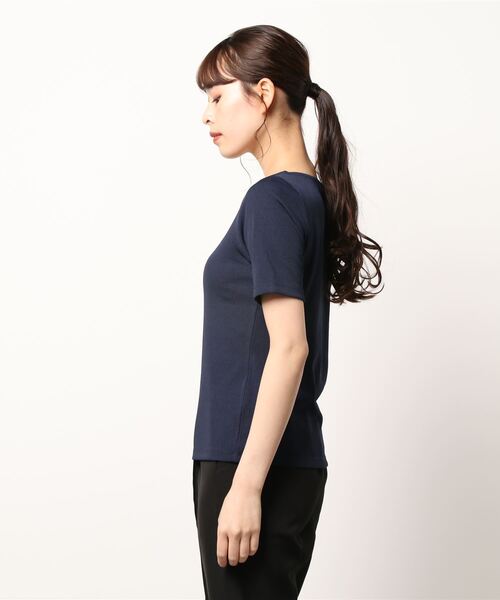 Cheek(チーク)の「半袖テレコインナーTシャツ(Tシャツ/カットソー・レディース・ネイビー/オフホワイト/イエロー/ミント・MEDIUM)」の5枚目の写真