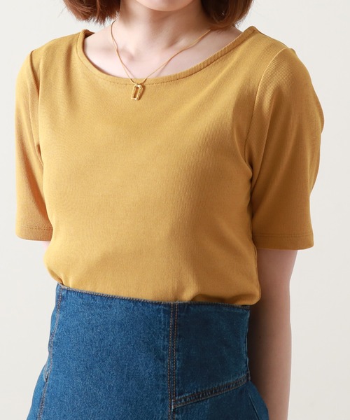 Cheek(チーク)の「半袖テレコインナーTシャツ(Tシャツ/カットソー・レディース・ネイビー/オフホワイト/イエロー/ミント・MEDIUM)」の4枚目の写真