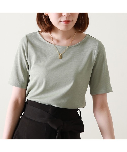 Cheek(チーク)の「半袖テレコインナーTシャツ(Tシャツ/カットソー・レディース・ネイビー/オフホワイト/イエロー/ミント・MEDIUM)」の17枚目の写真