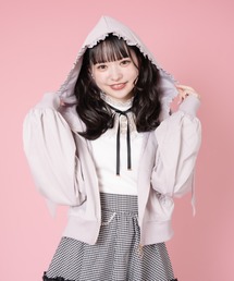 フード付きレースアップショルダーブルゾン