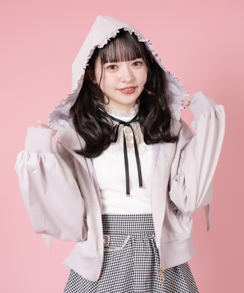 ROJITA(ロジータ)の「フード付きレースアップショルダーブルゾン(ブルゾン・レディース・ホワイト/ブラック/ピンク・FREE)」の16枚目の写真