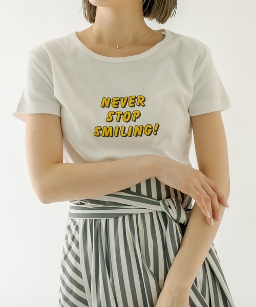 mystic（ミスティック）の「SMILING チビTシャツ（Tシャツ/カットソー・レディース・ブラック/ネイビー/オフホワイト・FREE）」の12枚目の写真