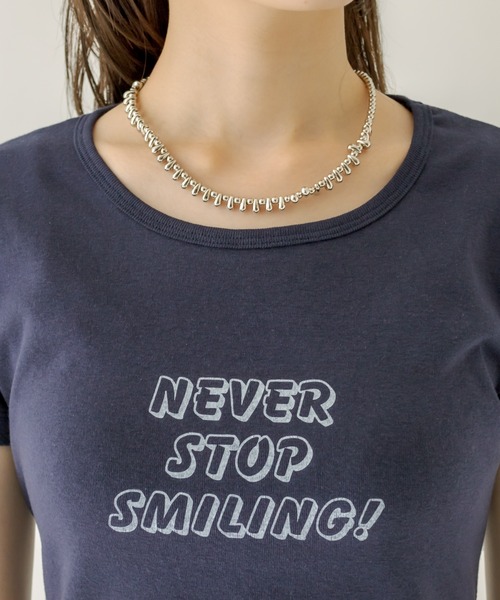 mystic（ミスティック）の「SMILING チビTシャツ（Tシャツ/カットソー・レディース・ブラック/ネイビー/オフホワイト・FREE）」の21枚目の写真