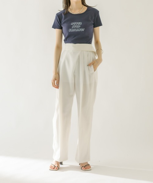 mystic（ミスティック）の「SMILING チビTシャツ（Tシャツ/カットソー・レディース・ブラック/ネイビー/オフホワイト・FREE）」の13枚目の写真