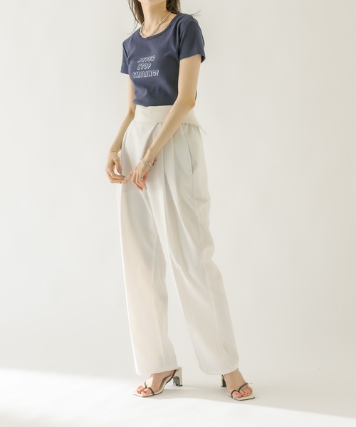 mystic（ミスティック）の「SMILING チビTシャツ（Tシャツ/カットソー・レディース・ブラック/ネイビー/オフホワイト・FREE）」の14枚目の写真