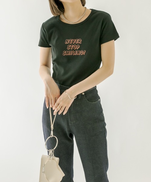 mystic（ミスティック）の「SMILING チビTシャツ（Tシャツ/カットソー・レディース・ブラック/ネイビー/オフホワイト・FREE）」の7枚目の写真