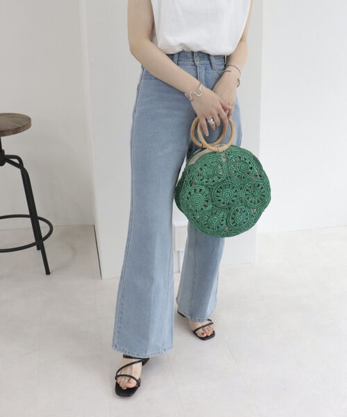 CACHELLIE(カシェリエ)の「【cachellie/カシェリエ】ラフィアサークルモチーフ トートバッグ(かごバッグ・レディース・キナリ/グリーン・FREE)」の20枚目の写真