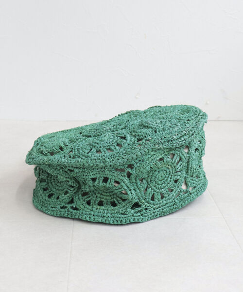 CACHELLIE(カシェリエ)の「【cachellie/カシェリエ】ラフィアサークルモチーフ トートバッグ(かごバッグ・レディース・キナリ/グリーン・FREE)」の10枚目の写真