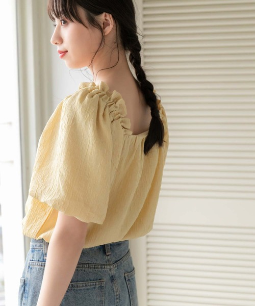 fifth(フィフス)の「ジャガードライクパフスリーブブラウス(シャツ/ブラウス・レディース・ホワイト/ミント/イエロー・M)」の8枚目の写真