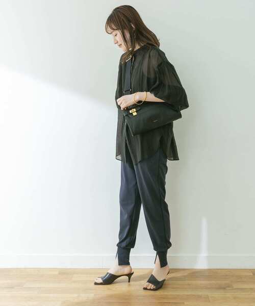 Healthknit(ヘルスニット)の「Healthknit SLIT RIB PANTS(その他パンツ・レディース・ブラック・-)」の2枚目の写真