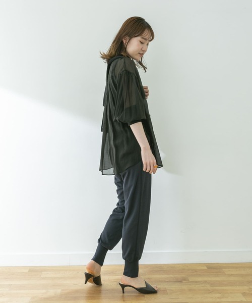 Healthknit(ヘルスニット)の「Healthknit SLIT RIB PANTS(その他パンツ・レディース・ブラック・-)」の4枚目の写真
