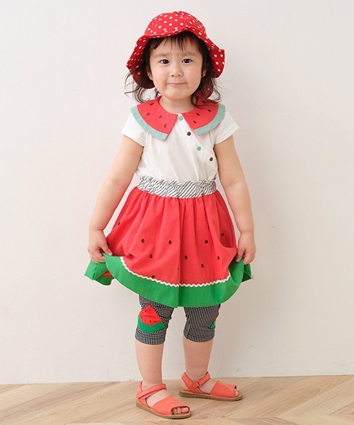 baby cheer（ベイビーチアー）の「スイカスカート（スカート・キッズ・レッド・80-90cm/110cm/100cm/120cm）」の4枚目の写真