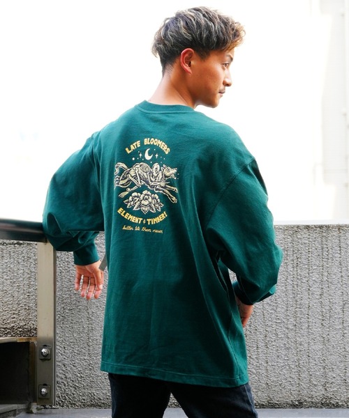 ELEMENT(エレメント)の「ELEMENT/エレメント×TINBER! コラボモデル ビッグシルエット バックプリントロンT BC022-056(Tシャツ/カットソー・メンズ・グリーン/ブラック/ホワイト・XL/M/L)」の3枚目の写真