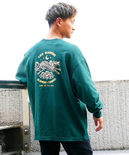 ELEMENT(エレメント)の「ELEMENT/エレメント×TINBER! コラボモデル ビッグシルエット バックプリントロンT BC022-056(Tシャツ/カットソー・メンズ・グリーン/ブラック/ホワイト・XL/M/L)」の6枚目の写真