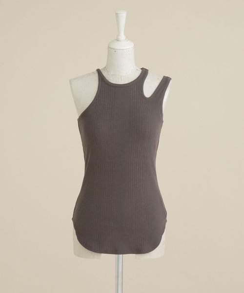 CASA FLINE（カーサフライン）の「casa fline/ランダムリブ変形タンクトップス（タンクトップ・レディース・チャコール/ホワイト/オレンジ・FREE）」の3枚目の写真