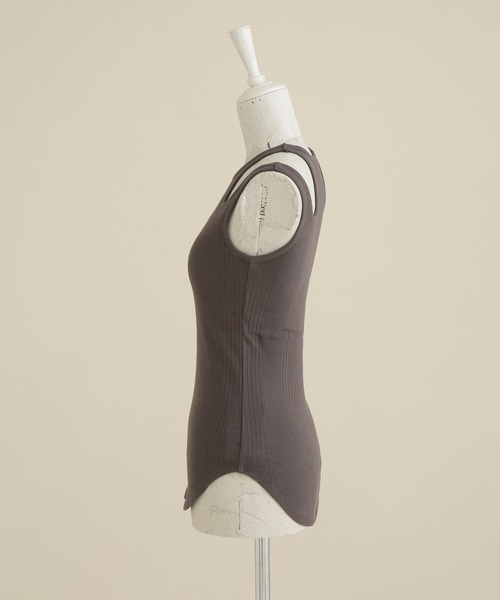 CASA FLINE（カーサフライン）の「casa fline/ランダムリブ変形タンクトップス（タンクトップ・レディース・チャコール/ホワイト/オレンジ・FREE）」の5枚目の写真