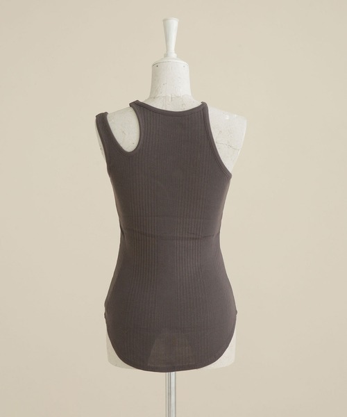 CASA FLINE（カーサフライン）の「casa fline/ランダムリブ変形タンクトップス（タンクトップ・レディース・チャコール/ホワイト/オレンジ・FREE）」の6枚目の写真