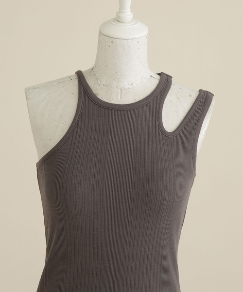 CASA FLINE（カーサフライン）の「casa fline/ランダムリブ変形タンクトップス（タンクトップ・レディース・チャコール/ホワイト/オレンジ・FREE）」の7枚目の写真