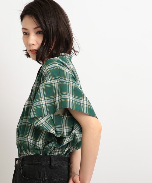 SHOO・LA・RUE（シューラルー）の「◆シャーリングチェック柄シャツブラウス（シャツ/ブラウス・レディース・ホワイト系その他2/グリーン系その他3/ベージュ系その他2・02/03）」の19枚目の写真