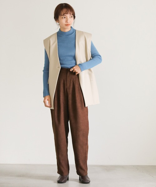 select MOCA(セレクトモカ)の「ピーチスキンタックパンツ(スラックス・レディース・ブラウン/アイボリー/ブラック・SMALL/MEDIUM)」の10枚目の写真