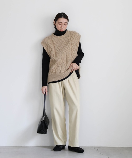select MOCA(セレクトモカ)の「ピーチスキンタックパンツ(スラックス・レディース・ブラウン/アイボリー/ブラック・SMALL/MEDIUM)」の22枚目の写真